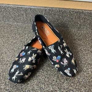 BOBS from Skechers Memory Foam Dogs Sports Black Canvas Slip On Shoe Womens Sz 7